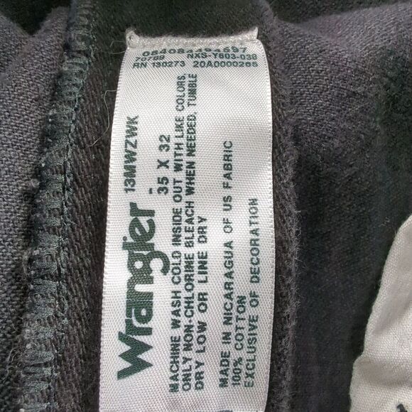 Wrangler Jeans Mens 35 x 32.5‎ Black 13MWZWK Cowboy Cut Black Denim Vintage - Picture 7 of 11